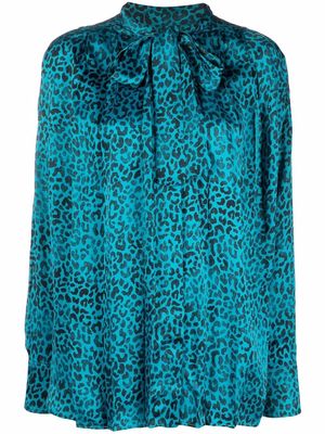 Golden Goose pussybow leopard print blouse - Blue