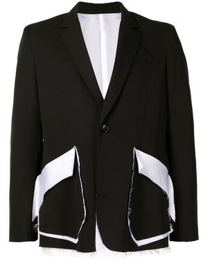 sulvam distressed-effect panelled blazer - Black