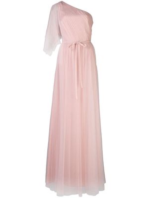Marchesa Notte Bridesmaids one shoulder flutter bridesmaid gown - Pink
