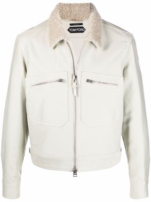 TOM FORD shearling-collar jacket - Neutrals