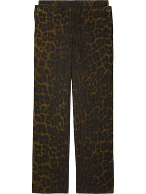 Burberry straight-fit leopard print trousers - Green