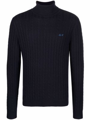 Sun 68 cable-knit roll-neck jumper - Blue