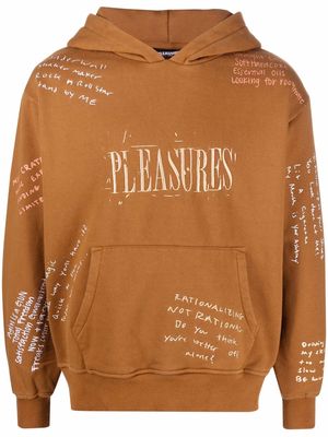 Pleasures embroidered-logo hoodie - Brown