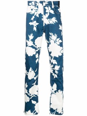 Erdem floral-print straight jeans - Blue