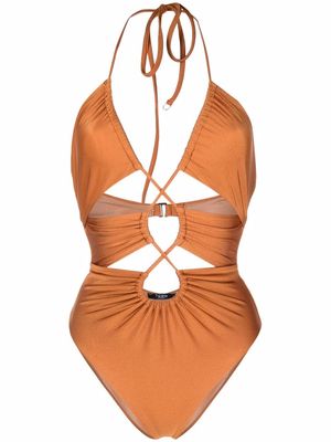 Noire Swimwear gathered cut-out swimsuit - Brown