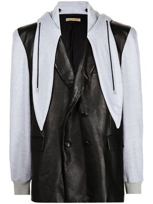 ROMEO HUNTE panelled hooded blazer - Black