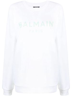 Balmain flocked logo sweatshirt - White