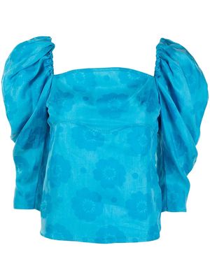 Rejina Pyo floral-print ruched blouse - Blue