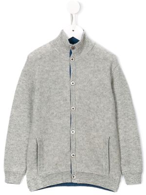 Cashmirino High neck knitted cardigan - Grey