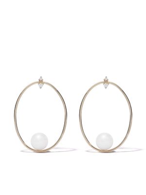 Mizuki 14kt gold Sea of Beauty oval pearl diamond earrings