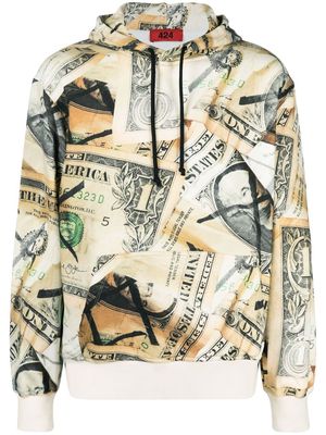 424 all-over dollar-print hoodie - Neutrals