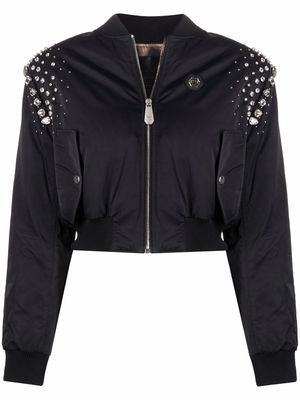 Philipp Plein crystal-embellished bomber jacket - Black