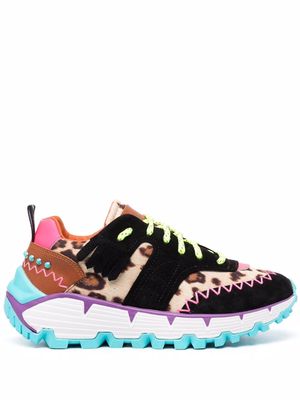 ETRO animal-print lace-up sneakers - Black