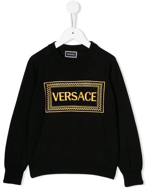 Versace Kids embroidered logo jumper - Black