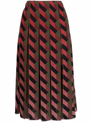Salvatore Ferragamo geometric-print pleated skirt - Red