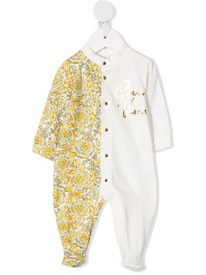 Versace Kids Barocco-print panelled pajamas - White