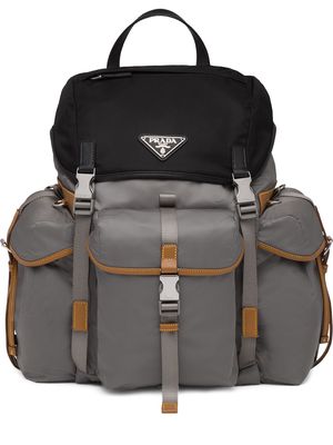 Prada logo plaque backpack - Grey