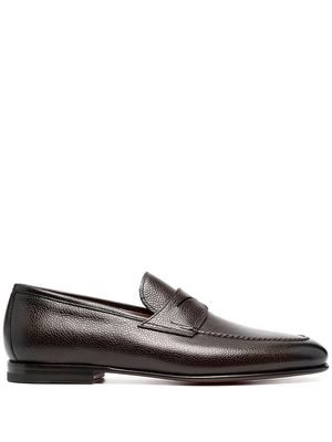 Santoni leather Penny loafers - Brown