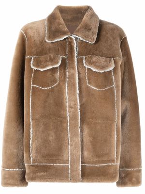 Liska oversized shearling jacket - Brown