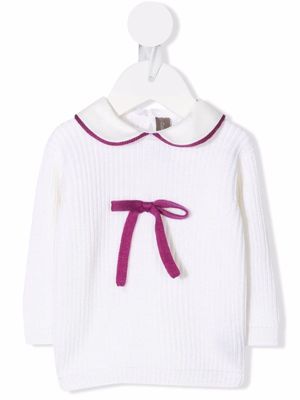Little Bear bow-detail knitted top - White