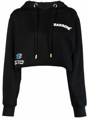 BARROW graphic-print cropped hoodie - Black