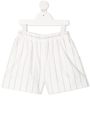 Brunello Cucinelli Kids stripe-print elasticated shorts - White