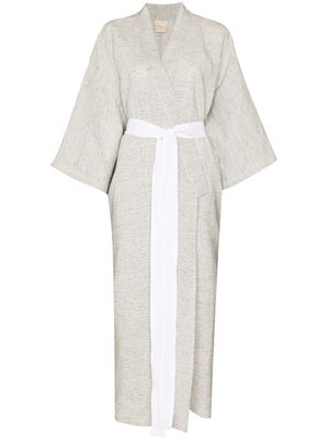 Deiji Studios stripe print tied waist robe - Grey