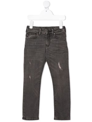 Emporio Armani Kids distressed straight-leg denim jeans - Grey