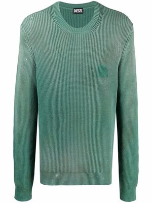 Diesel purl-knit ribbed-trim jumper - Green