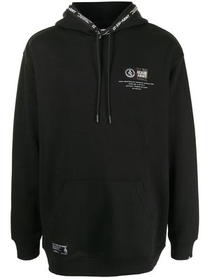 izzue slogan print hoodie - Black