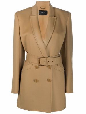 Versace double-breasted button-front working coat - Neutrals