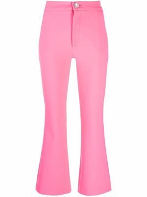 Chiara Ferragni crystal-button flared cropped trousers - Pink