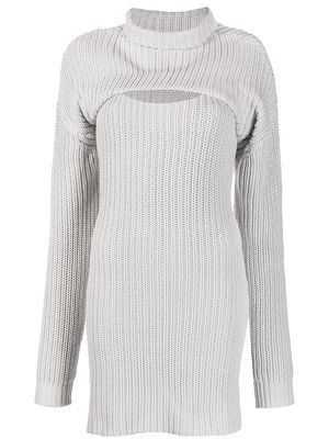 RtA detachable-collar knitted dress - Grey