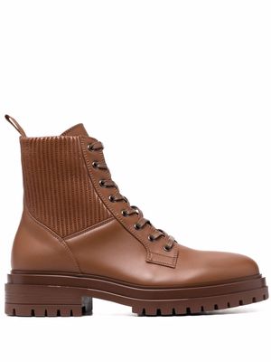 Gianvito Rossi lace-up combat boots - Brown