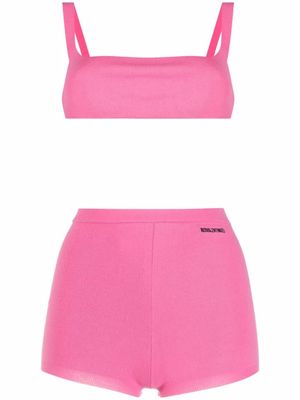 RED Valentino knitted crop top and shorts set - Pink