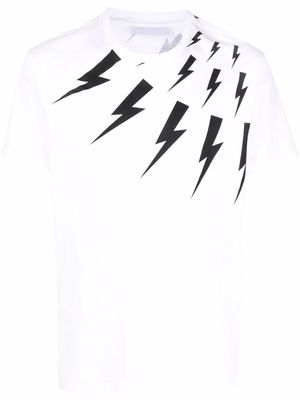 Neil Barrett Thunderbolt-print cotton T-shirt - White