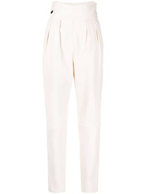 Philipp Plein high-waisted leather trousers - Neutrals