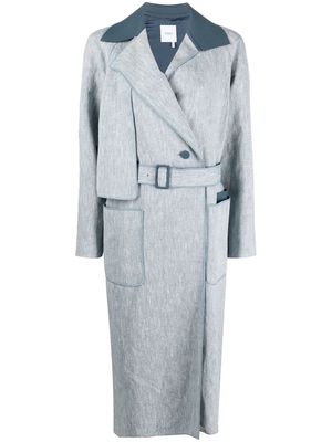 Agnona linen-silk blend oversize trench coat - Blue