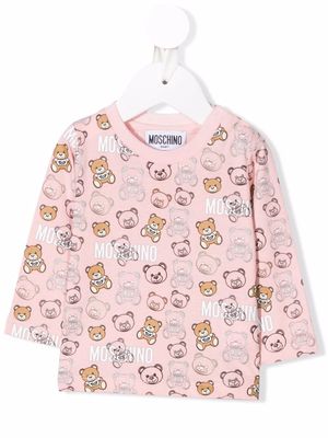 Moschino Kids all-over teddy bear sweatshirt - Pink