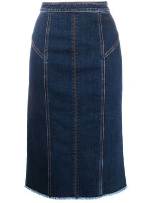 Alexander McQueen panelled mid-length denim skirt - Blue