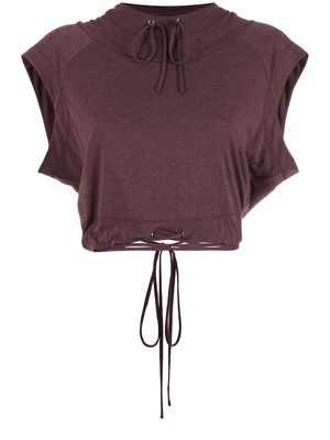 Gloria Coelho drawstring cropped hooded blouse - Brown