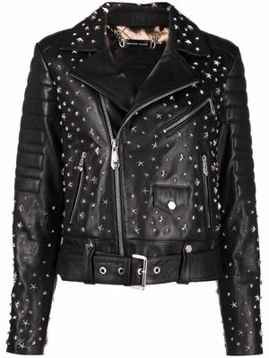 Philipp Plein star-studded biker jacket - Black