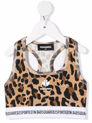 Dsquared2 Kids leopard print cropped tank top - Brown