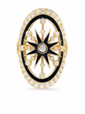 Colette 18kt yellow gold large star circled diamond ring
