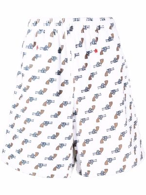 DUOltd Terry Gun-print shorts - White