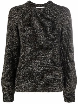 AMI AMALIA lurex-detail long-sleeved jumper - Black