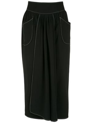 Framed contrast-stitch midi skirt - Black