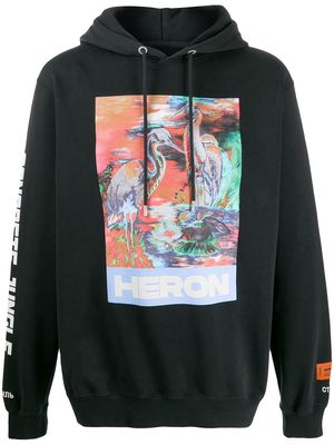 Heron Preston logo print hoodie - Black