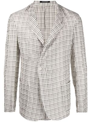 Emporio Armani textured-plaid jacket - Neutrals