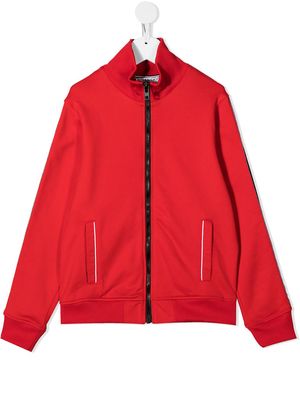 Givenchy Kids logo tape stripe zipped track jacket - Red